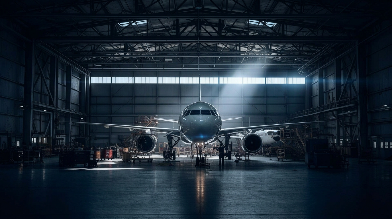 Aircraft in hangar